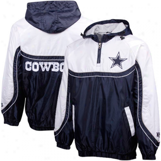 Dallas Cowboys Navy Blue-white Mini Poly Ripstop Quarter Zip Pullover Jacket