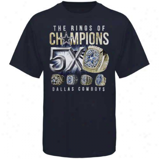 Dallas Cowboys Rings Of Champions T-shirt - Navy Blue
