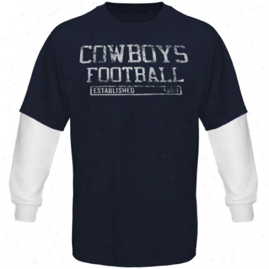 Dallas Cowboys Stickball Double Layer Long Sleeve T-shirt - Navy Biue