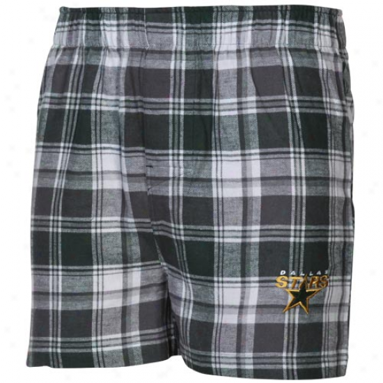 Dallas Stars Green-gray Plaid Legend Flannel Boxer Shorts