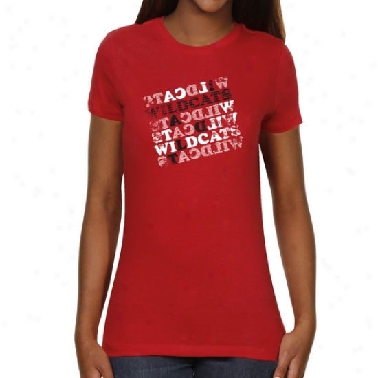 Davidson Wildcats Ladies Crossword Slight Fit T-shirt - Red