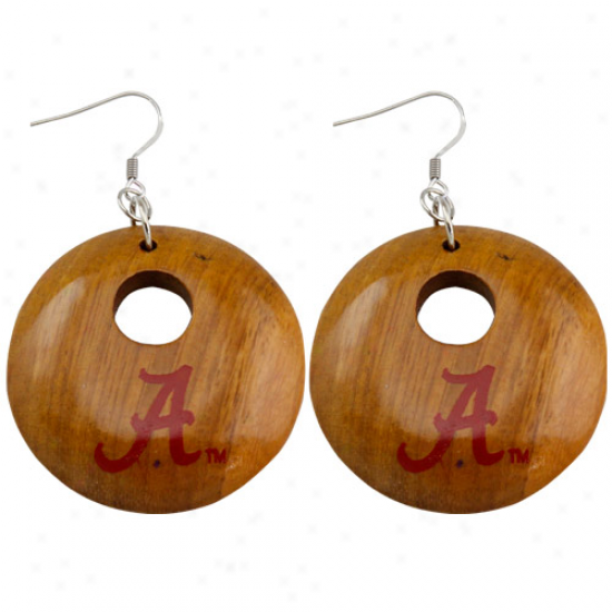 Dayna U Alabama Crimson Current Round Wooden Earrings