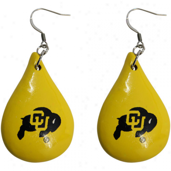 Dayna U Colorado Buffaloes Gold Tear Drop Wooden Earrings