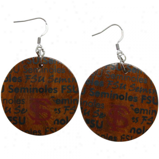 Dayna U Florida State Semminoles (fsu) Absoluteness Round Wooden Earrings