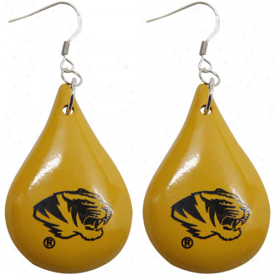 Dayna U Missouri Tigers Gold Tear Drop Wooden Earrings