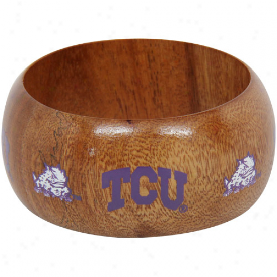 Dayna U Texas Christian Horned Frogs (tcu) Ladies Wpoden Bangle Bracelet