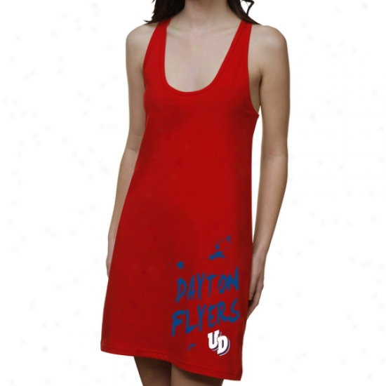 Dayton Flyers Ladies Paint Strokes Junior's Racerback Dress - Red