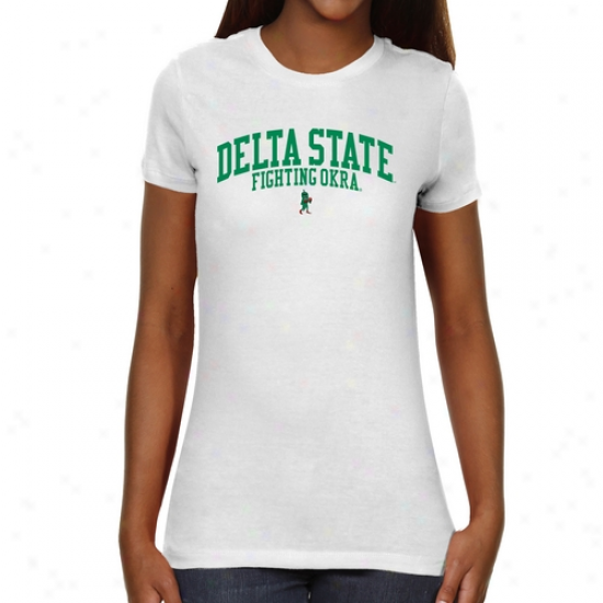 Delta State Fighting Okra Ladies Team Arch Slim Fit T-shirt - Whitw