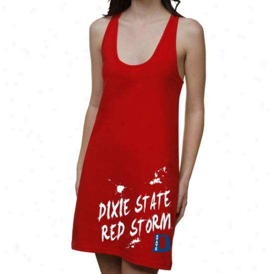 Dixie State Red Storm Ladies Paint Strokes Junior's Racerback Dress - Red