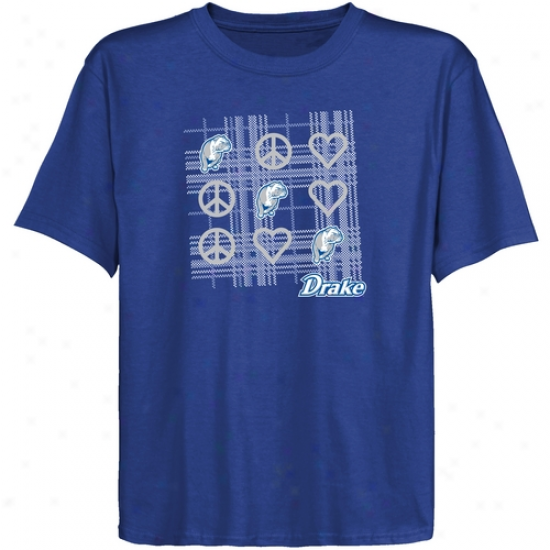 Drake Bulldogs Youth Royal Blue Tic-tac-toe T-shirt