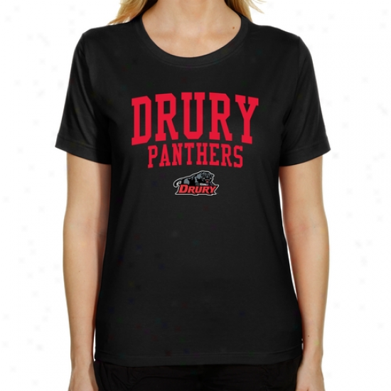 Drury Panthers Ladies Team Arch Classic Fit T -shirt - Black