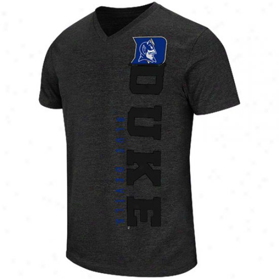 Duke Biue Devils Clutch V-neck Heathered T-shirt - Charcoal