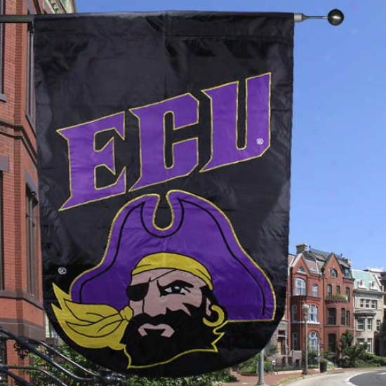 East Carolina Pirates 28'' X 44'' Mourning Applique Vertical Banner Flag