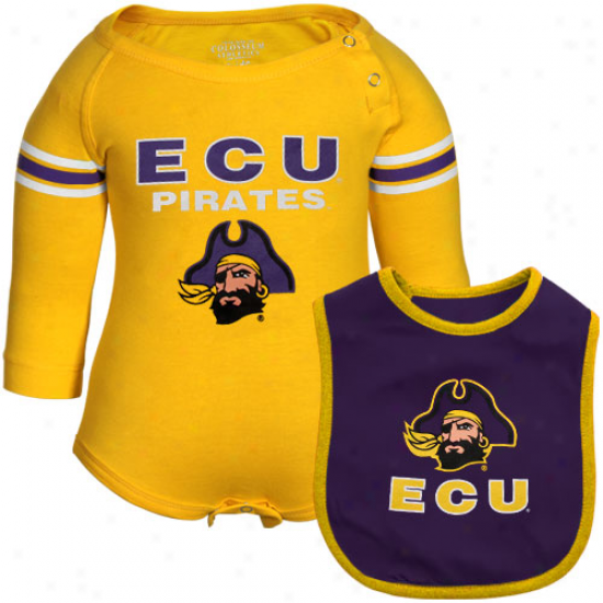 East Carolina Pirates Infanf Bleacher Creeper & Bib Set - Gold