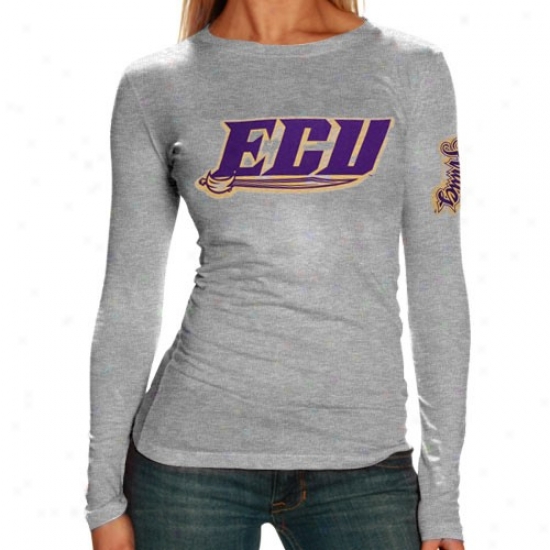 East Carolina Pirates Ladies Ash Long Sleeve Tissue T-shirt