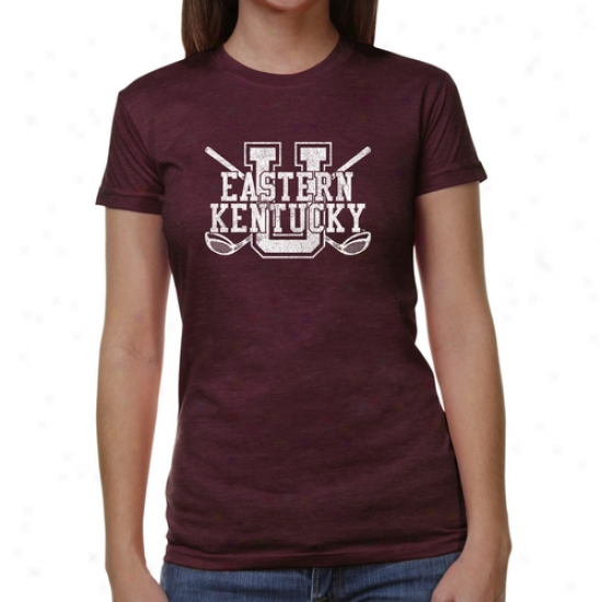 Eastern Kentucky Colonels Ladies Crossed Sticks Junior's Tri-blend T-shirt - Maroon