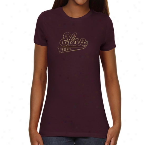 Ekon Phoenix Ladies Swept Away Slim Fit T-shirt - Maroon