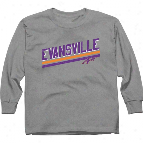 Evansville Purple Aces Youth Rising Bar Long Sleeve T-shirt - Ash