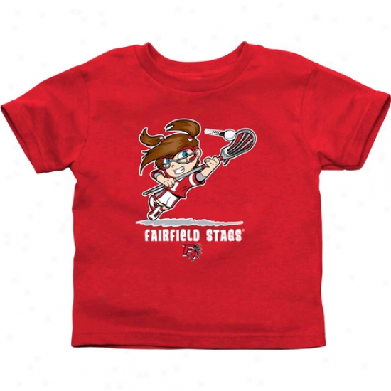 Fairfield Stags Infant Girls Lacrosse T-shirt - Cardinal