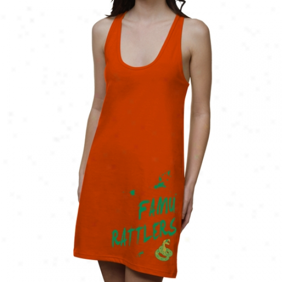 Famu Rattlers Ladies Paint Strokes Junior's Racerback Dress - Orange