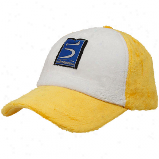 Five Ultimate Yellow-white Fuzzy 5 Plush Adjustable Hat