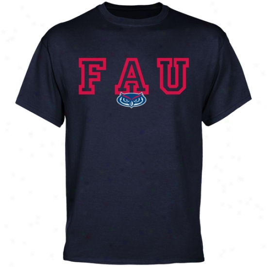 Florida Atlantic University Owls Wordmark Logo T-shirt - Navy Blue