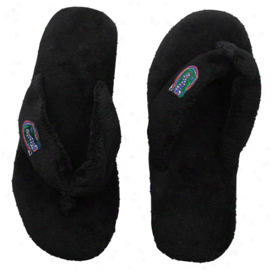 Florida Gators Ladies Black Pillow Plush Thong Slippers