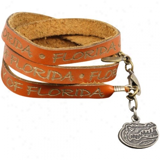 Floridda Gators Ladies Orange Wrap-around Leather Strap Bracelet