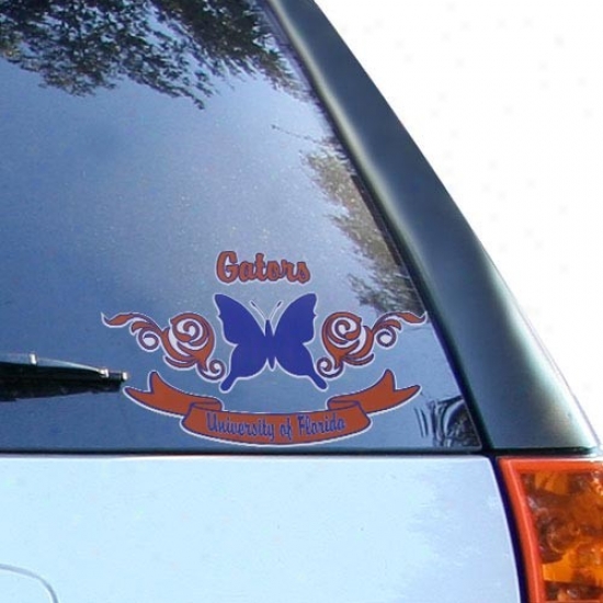 Florida Gators Royal Blue-orangge 10'' Butterfly Car Decal