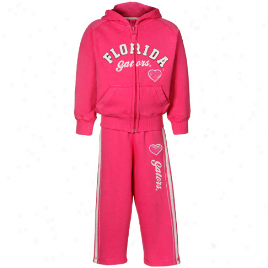 Florida Gators Toddler Youth Girls Hot Pink Bobcat Full Zip Hoody & Pant Set