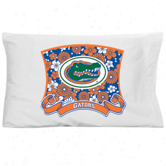 Florida Gtors White Floral Pillow Case