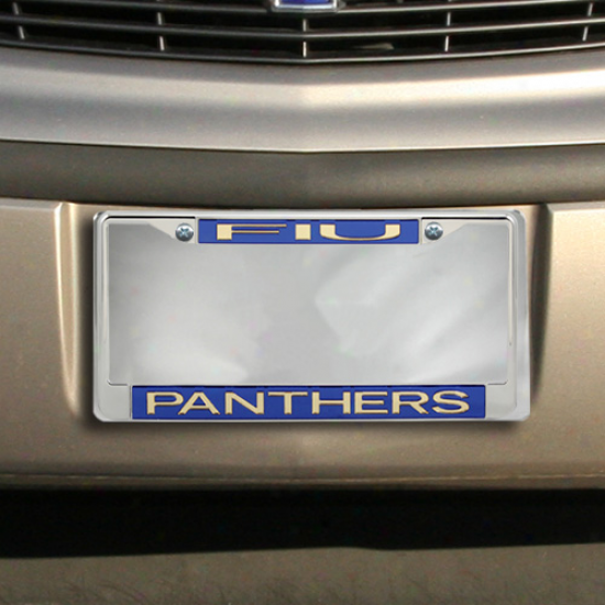 Florida International Golden Panthers Acrylic Inlay Chrome License Plate Frame