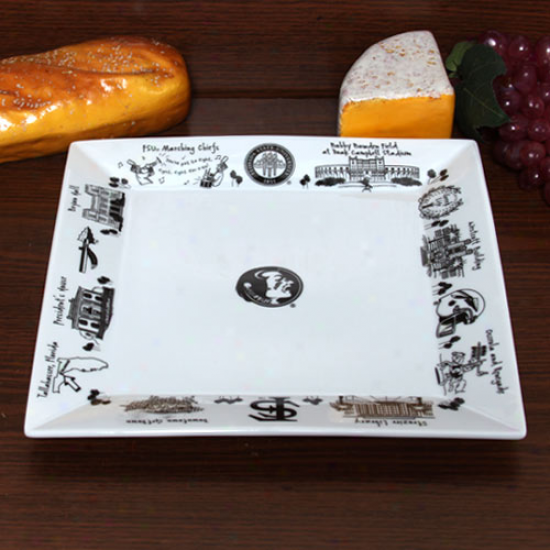 Florida State Seminoles (fsu) Etched Porcelain Square Platter