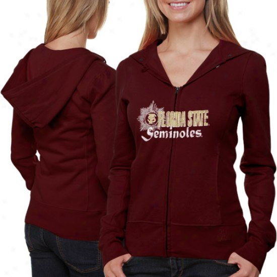 Florida State Seminoles (fsu) Ladies Garnet Puff Sleeve Full Zip Hoodie Jacket