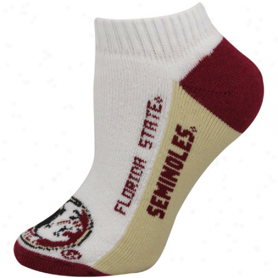 Florida State Seminolee (fsu) Ladies White Color Make steady  Ankle Sockq