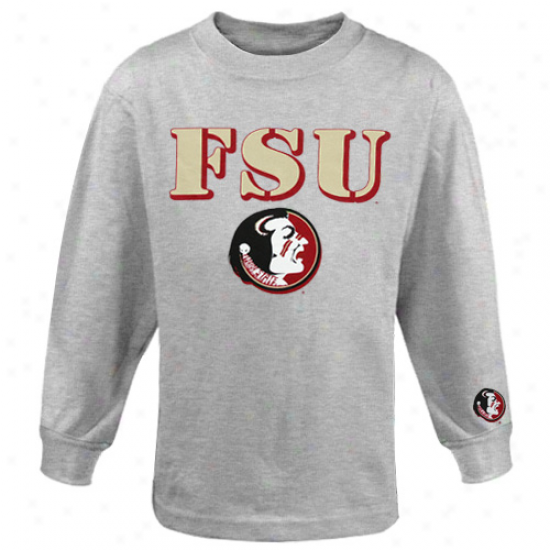 Florida State Seminoles (fsu) Youth Logo Stamp Long Sleeve T-shirt - Ash