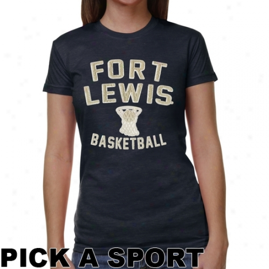 Fort Lewis College Skyhawks Ladies Legacy Junior's Tri-blend T-shirt - Navy Blue