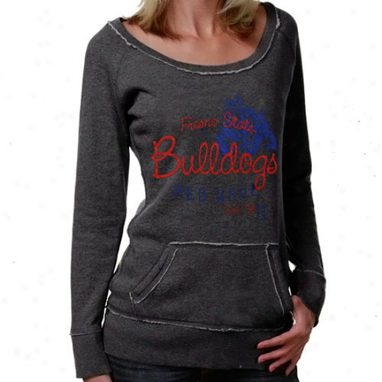 Fresno State Bulldogs  Laides Black Scoop Neck Fleece Sweatshirt