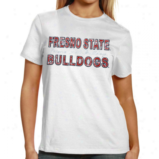 Fresno State Bulldogs  Ladies White Dixtressed Foil Pride T-shirt