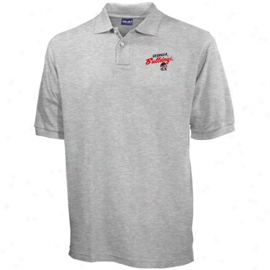 Georgia Bulldogs Ash Blazer Logo Pique Polo