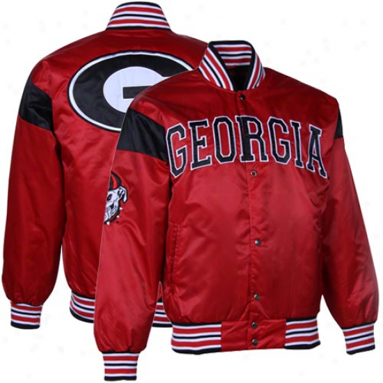 Georgia Bulldogs Red Big League Nylon Satin Full Button Jacket