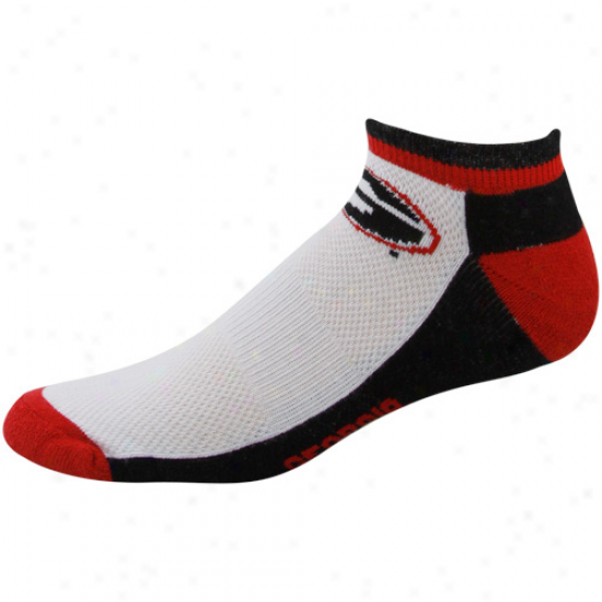 Georgia Bulldogs White Color Block Half Cusion Crew Socks