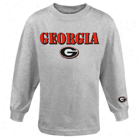 Georgia Bulldogs Yohth Logo Stamp Long Sleeve T-shirt - Ash