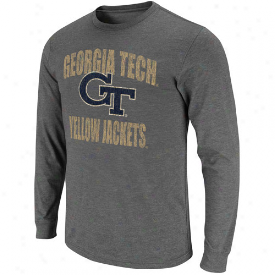 Georgia Tech Yellow Jackets All American Long Sleeve T-snirt - Charcoak