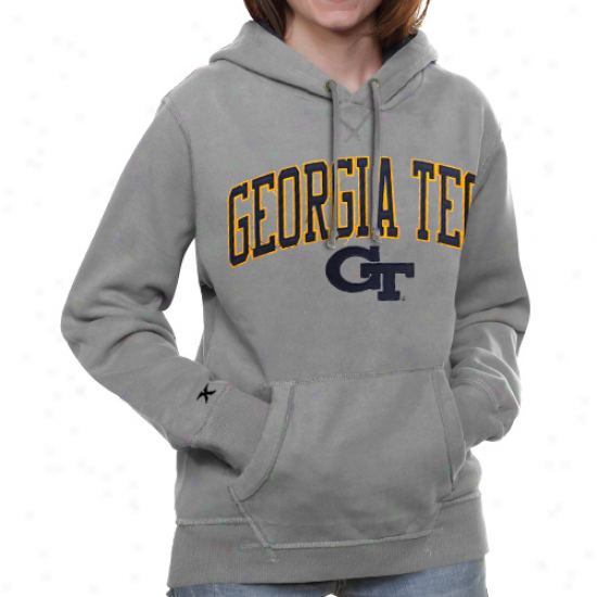 Georgia Tech Yellow Jackets Ladies Ash Amy Fleece Pullover Hoodie Sweatshirt