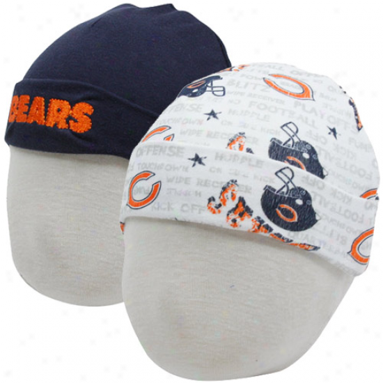 Gerber Chicago Bears Infant Navy Blue-white 2-pack Knit Beanies