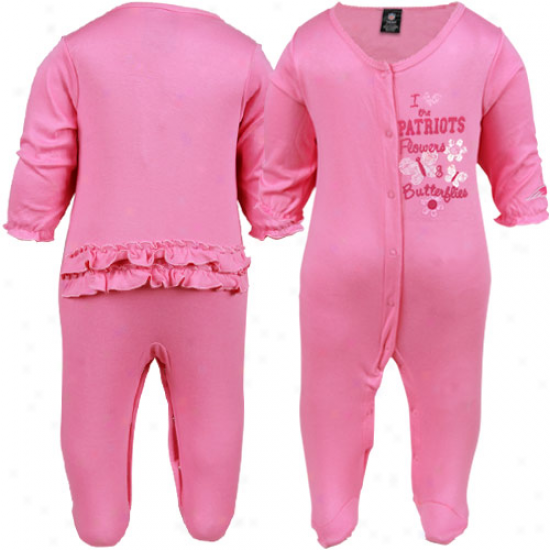 Gerber New England Patriots Infant Girls Pink Sleep 'n Play Romper