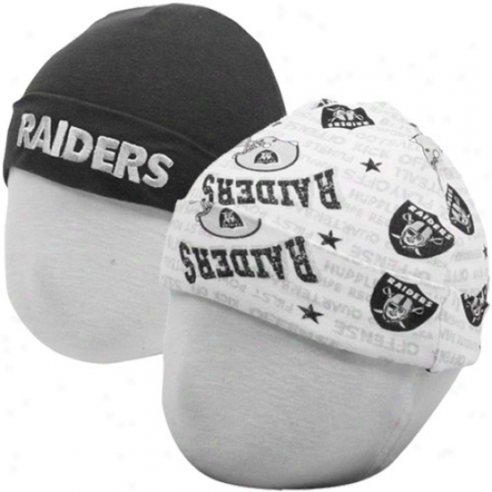 Gerber Oakland Raiders Infant Black-white 2-pack Knit Beanies