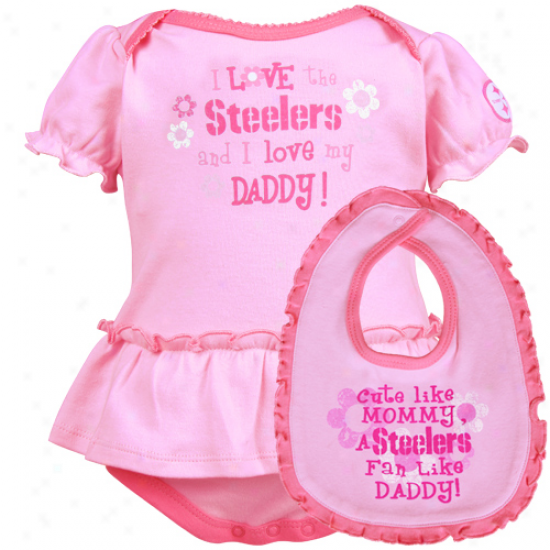 Gerber Pittsburgh Steelers Infant Girls Pink Just Like Daddy 2-piece Creeper Set