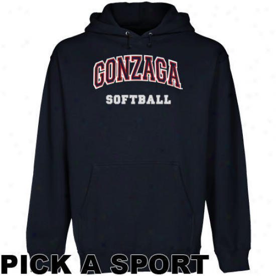 Gonzaga Bulldogs Navy Blue Custom Sport Arch Applique Midweight Pullover Hoody -